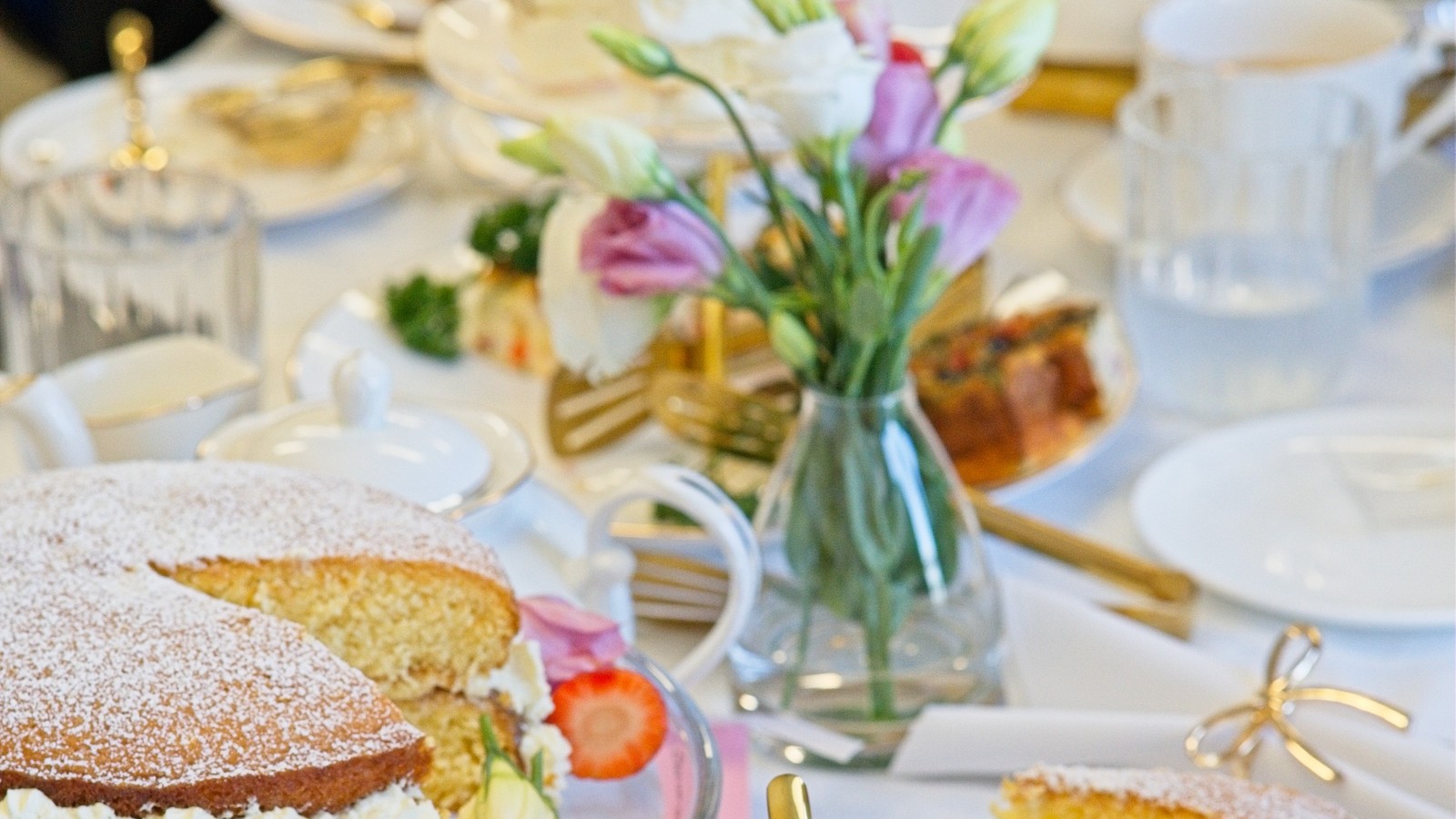 Styled high tea table spread